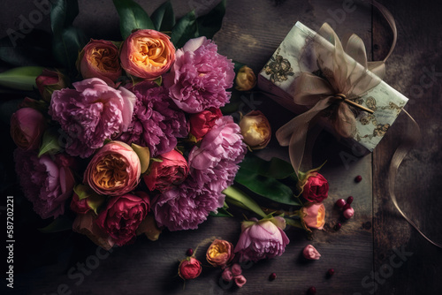 bouquet of roses on the table, mother day, valetine © Uwe