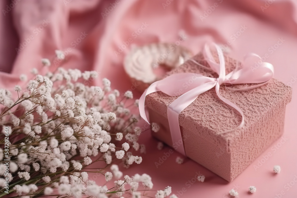 gift box with pink roses, valentine
