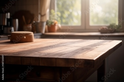 Wooden table top  created with generative AI