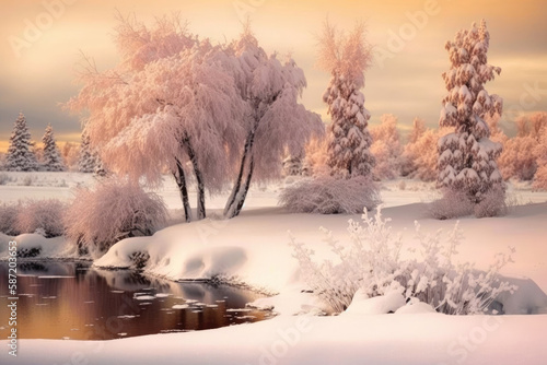 Winter Landscape. Generative AI