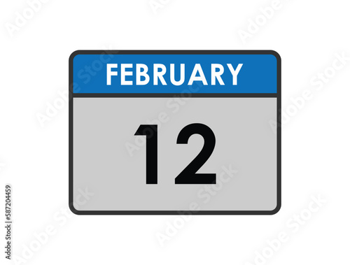 12th February calendar icon. February 12 calendar Date Month icon vector illustrator.