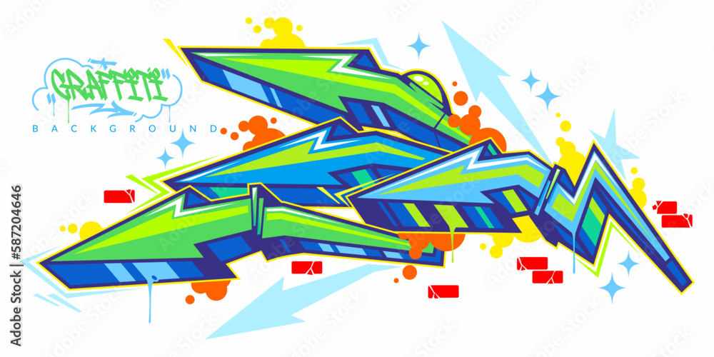 Colorful Abstract Urban Street Art Graffiti Style Arrows Vector Illustration Template