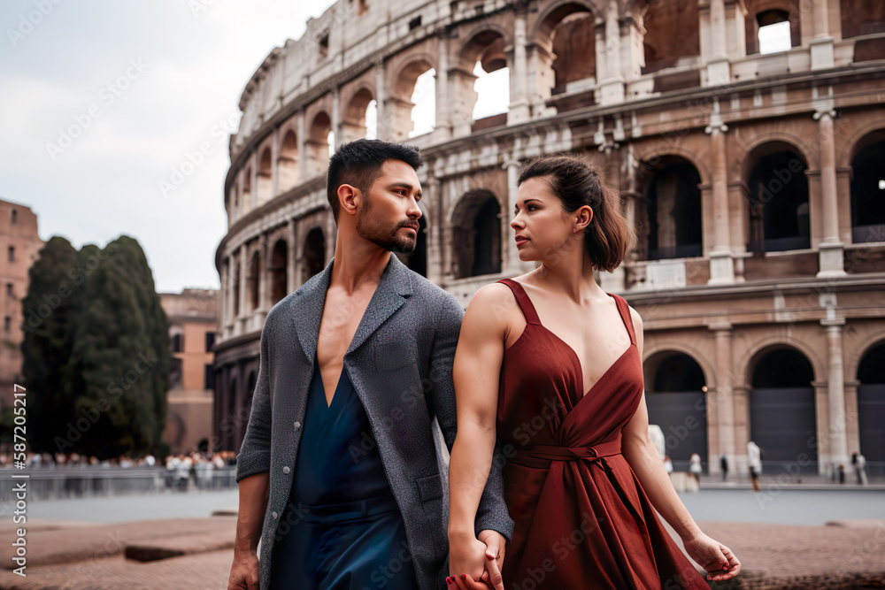 Couple's Love Flourishes at Colosseum.
Generative AI