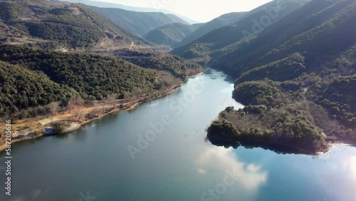 Wallpaper Mural drone video over mountain lake at sunrise Torontodigital.ca