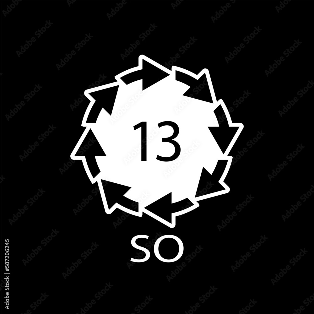 Battery recycling symbol 13 SO. Vector illustration Battery recycling symbol 13 SO. Vector illustration