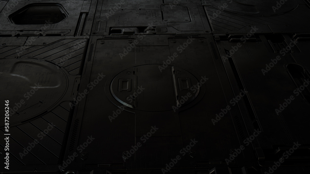 Black, Tech Background with Futuristic 3D