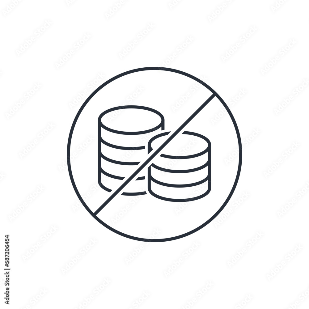 No taxes. Free money, trade. Vector linear icon isolated on white background.