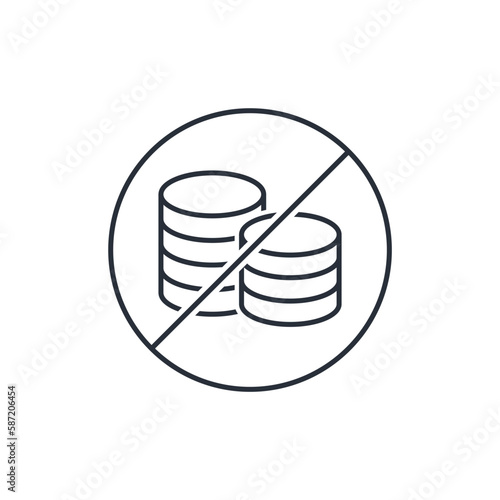 No taxes. Free money, trade. Vector linear icon isolated on white background.