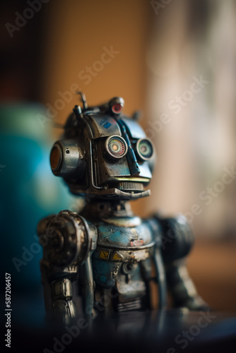Cute robot  closeup. Illustration. Generative AI