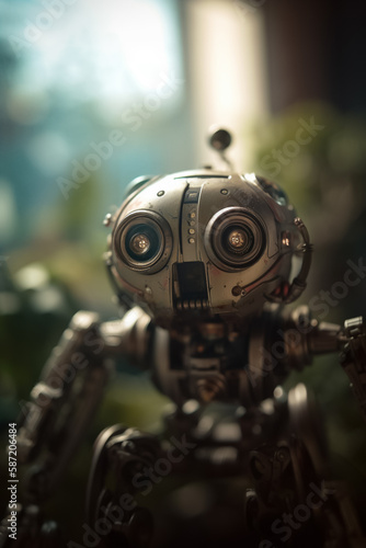 Cute robot, closeup. Illustration. Generative AI