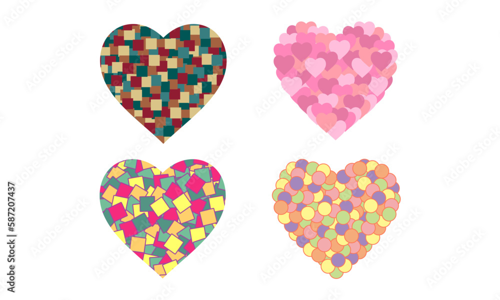 Heart-shaped pattern with textured vectors Heart-shaped pattern with textured vectors
