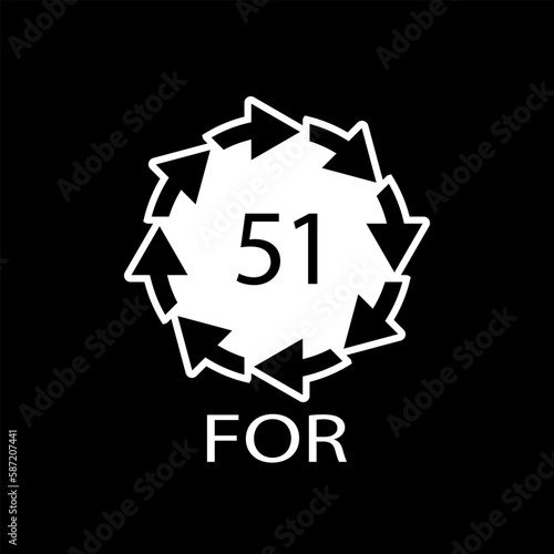 Bio material recycling code 51 FOR. Vector Illustration