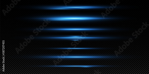 Blue speed lines. light effect. Abstract laser beams of light. Chaotic neon lines.