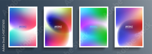 Blurred circles. Set of abstract backgrounds with vibrant gradient round shapes for your creative graphic design. Vector illustration.