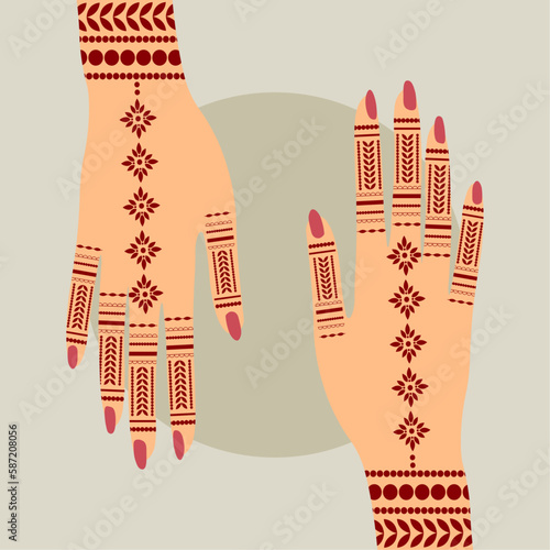Eid Henna Mehndi Hands Vector Illustration Eid Henna Hand Drawn Henna Vector Design