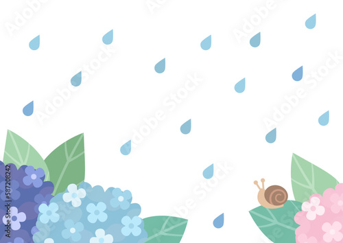 シンプルなアジサイの梅雨背景