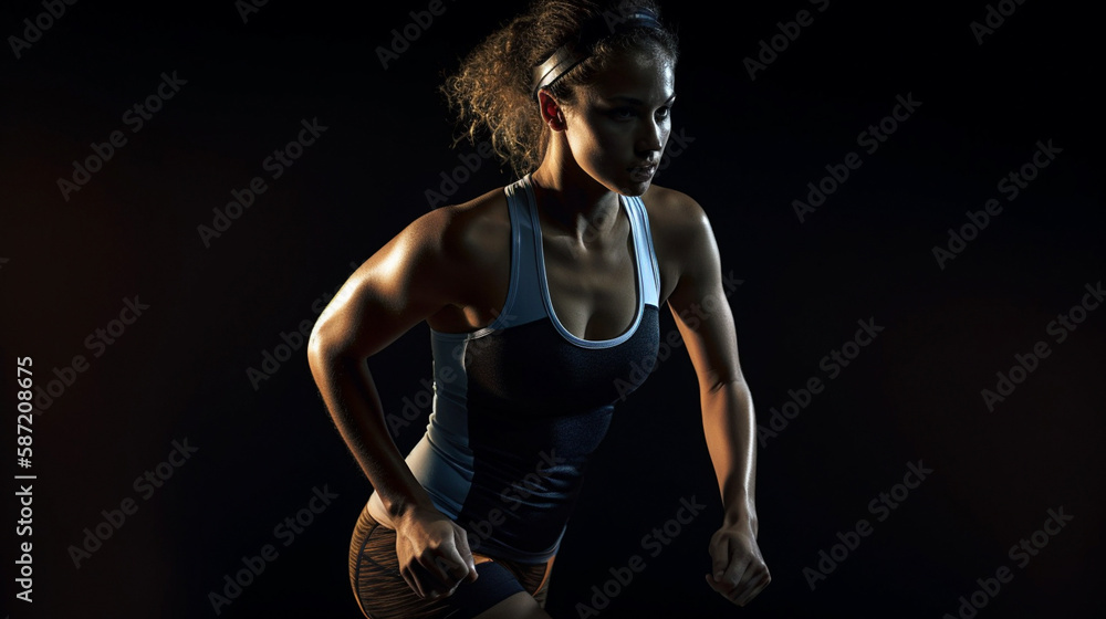 The dynamic and energetic essence of a fitness model training in a gym. Generative AI
