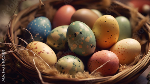 easter eggs in a nest