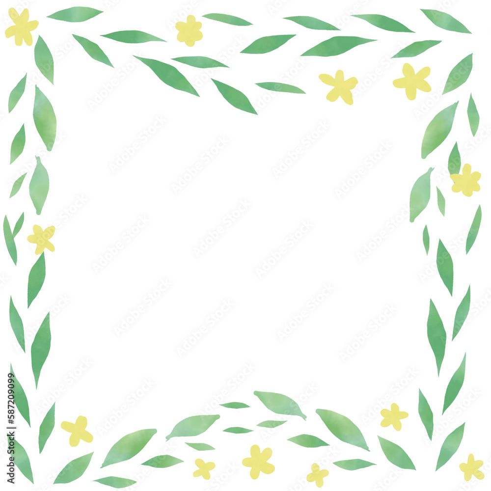 frame of flowers on transparent background by hand-drawn