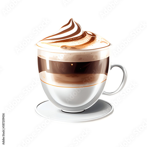 Cappuccino cup isolated on transparent background. Generative AI