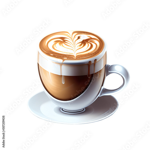 Cappuccino cup isolated on transparent background. Generative AI
