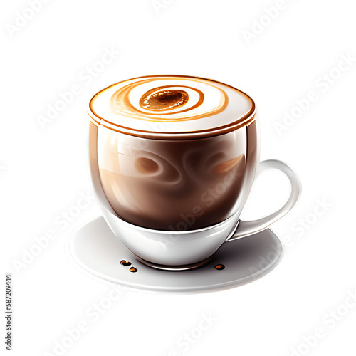 Cappuccino cup isolated on transparent background. Generative AI