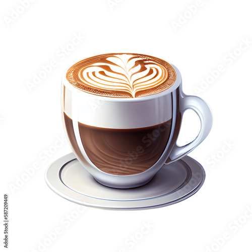 Cappuccino cup isolated on transparent background. Generative AI