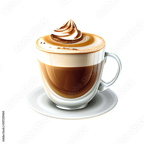 Cappuccino cup isolated on transparent background. Generative AI