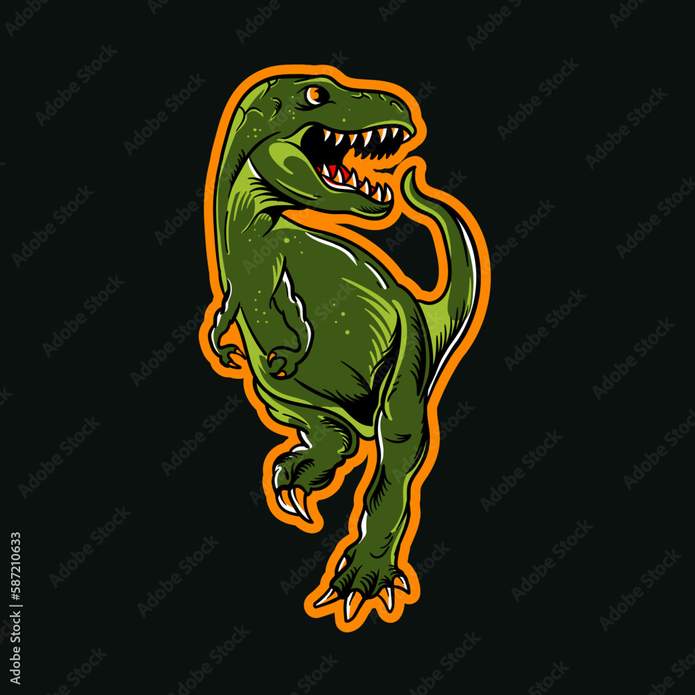 Obraz premium Hand drawn illustration of a tyrannosaurus