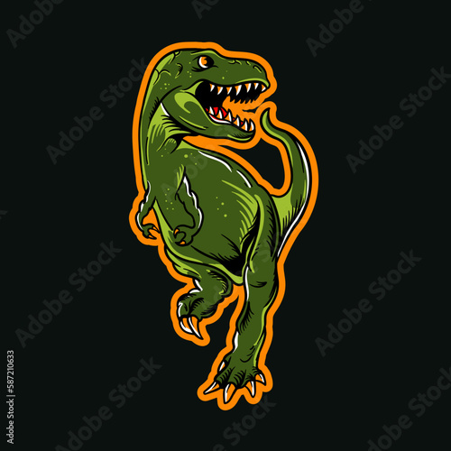 Hand drawn illustration of a tyrannosaurus