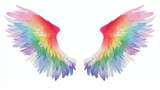 Rainbow Angelic Wings Watercolor Illustration | AI Generated