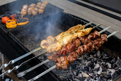 shish kebab on the grill
