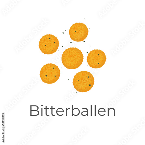 Dutch Bitterballen Illustration Logo On White Background