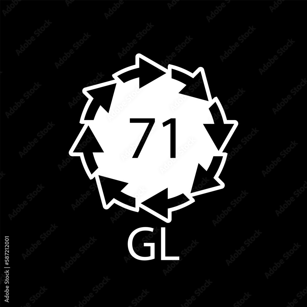 Green Glass recycling code 71 GL. Vector illustration Green Glass recycling code 71 GL. Vector illustration
