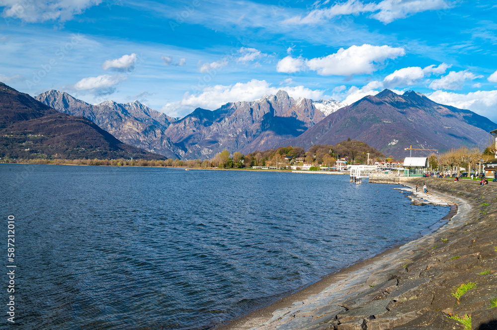 Obraz premium A view of Lake Como, photographed from Colico, on the Lecco side of the lake. 