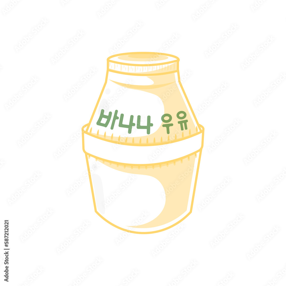 Korean Banana Milk Simple Line Art Illustration Logo Korean Banana Milk Simple Line Art Illustration Logo