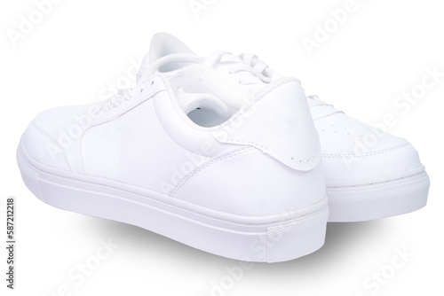 Basic white sneakers mockup with semitransparent shadow