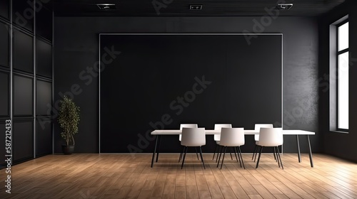 Blank black office partition with place for advertising. Generative AI