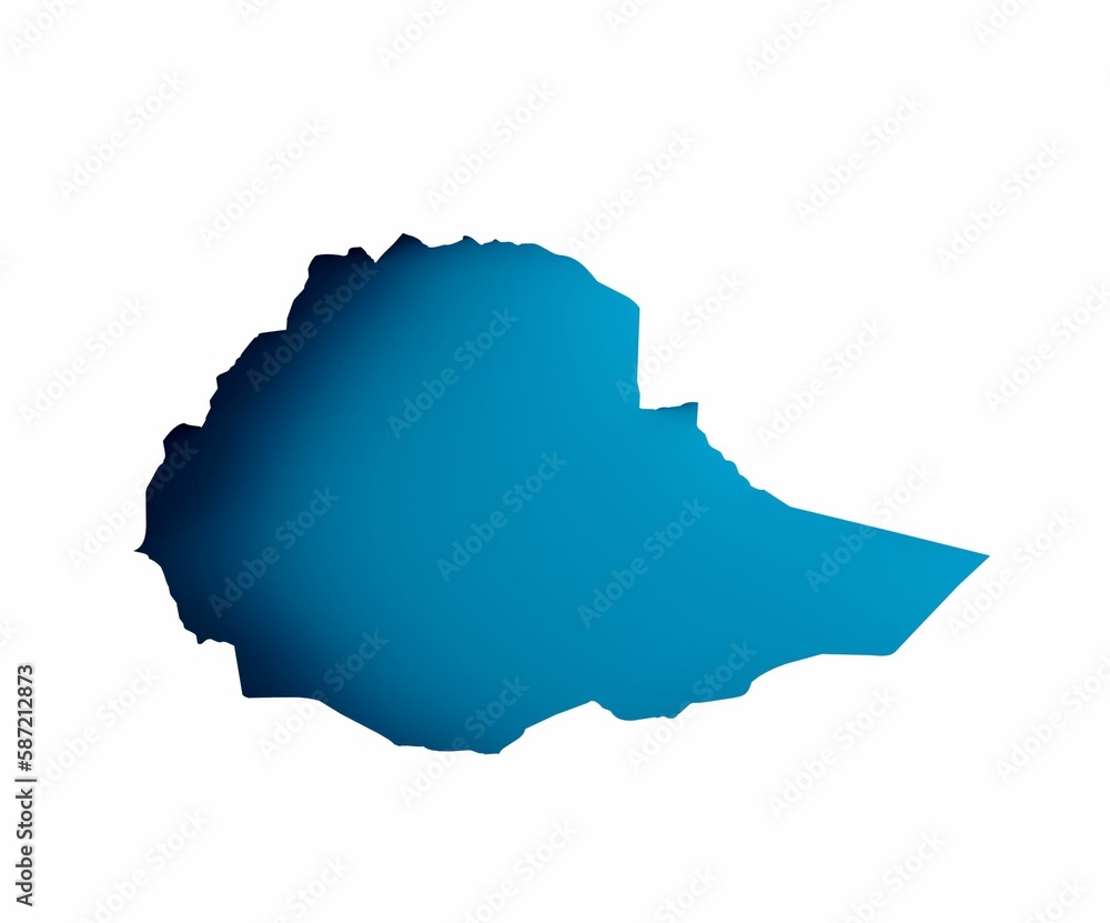3d rendering of a blue Ethiopia map icon isolated on white background