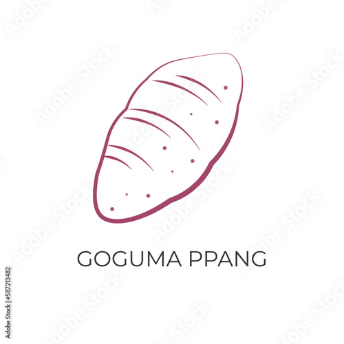 Korean Mochi Or Goguma Ppang Simple Line Art Illustration Logo photo