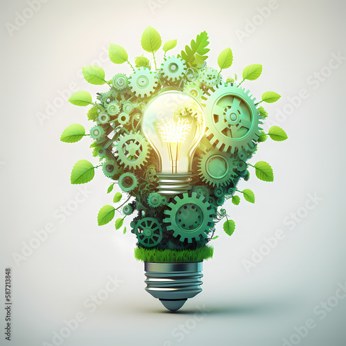 ecology green leaves head concept. generative ai