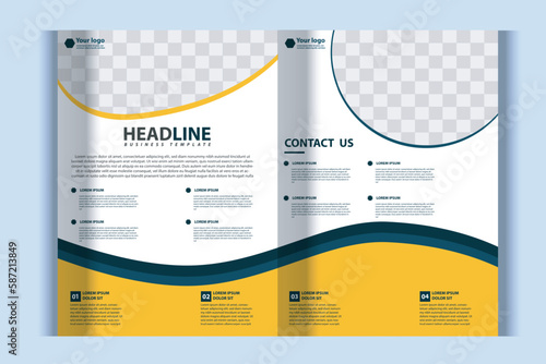 Company profile brochure template layout design, two page business brochure design, template layout design for modern business brochure