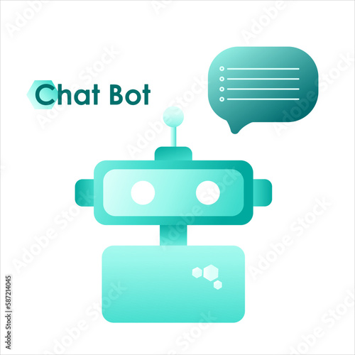 Chatbot robot providing online assistance. Chat GPT conversation. Use of AI in customer service and support or messaging. Vector illustration