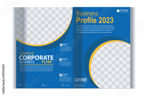 Company profile brochure template layout design, two page business brochure design, template layout design for modern business brochure