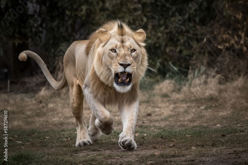 While running, a lion roars. Generative AI