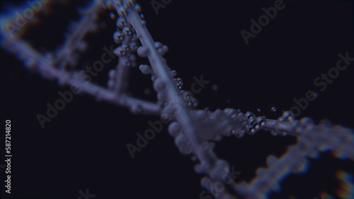 Futuristic Rotating White DNA Strand with Genetic Codes and abstract geometry. Seamless looping animation of rotating DNA strands. Animation rotation of model DNA spiral