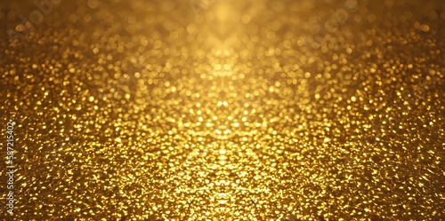 Glittering gold surface closeup defocus textured background. Symmetrical shimmer illustration for holiday decor.