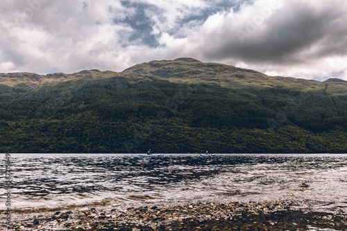Beautiful shot of the Loch Lomond Lake in the mountains of Scotland
