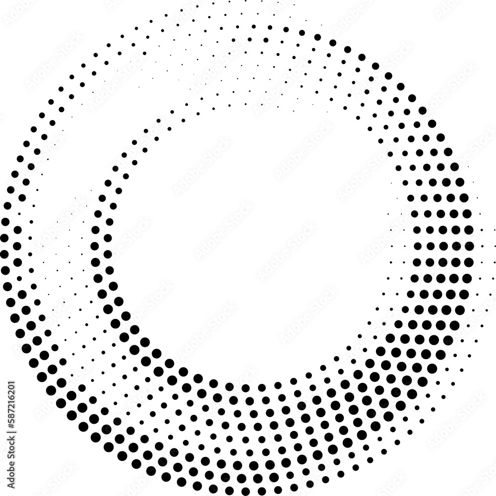 Halftone circle pattern border frame of black dots