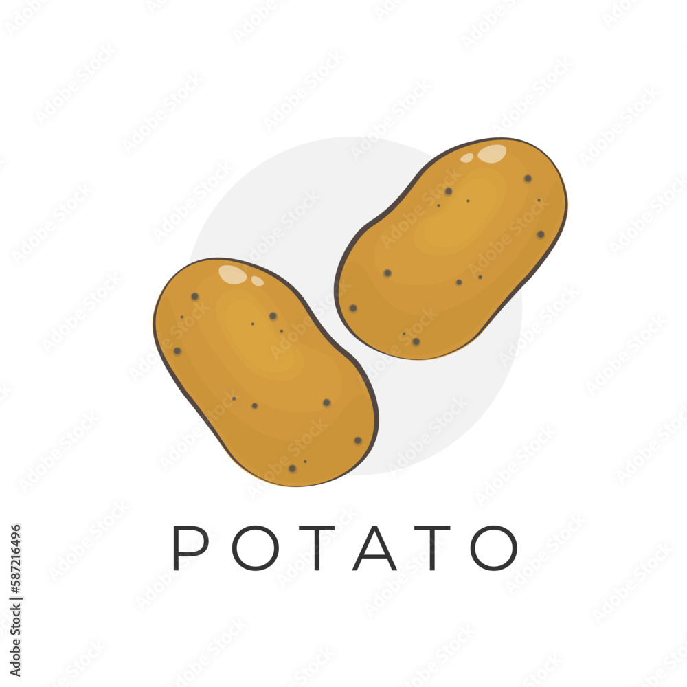 Fresh Potato Tuber Cartoon Illustration Logo Fresh Potato Tuber Cartoon Illustration Logo